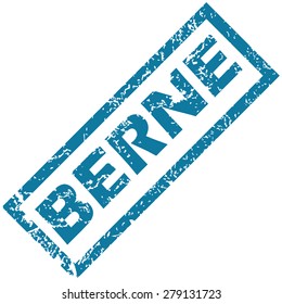 Vector blue rubber stamp with city name Berne, isolated on white