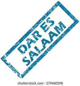 Vector blue rubber stamp with city name Dar es Salaam, isolated on white