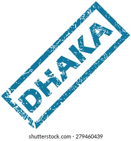 Vector blue rubber stamp with city name Dhaka, isolated on white