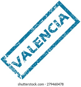Vector blue rubber stamp with city name Valencia, isolated on white