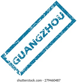 Vector blue rubber stamp with city name Guangzhou, isolated on white