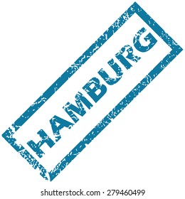 Vector blue rubber stamp with city name Hamburg, isolated on white