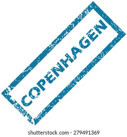 Vector blue rubber stamp with city name Copenhagen, isolated on white