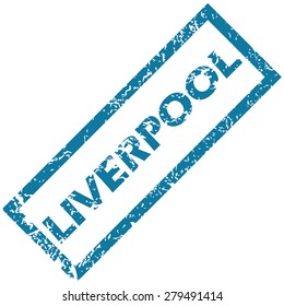 Vector blue rubber stamp with city name Liverpool, isolated on white
