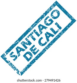 Vector blue rubber stamp with city name Santiago de Cali, isolated on white