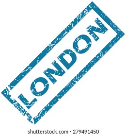 Vector blue rubber stamp with city name London, isolated on white
