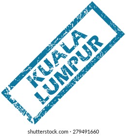 Vector blue rubber stamp with city name Kuala Lumpur, isolated on white