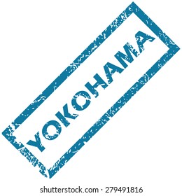 Vector blue rubber stamp with city name Yokohama, isolated on white