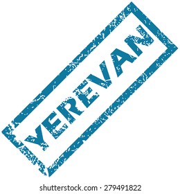 Vector blue rubber stamp with city name Yerevan, isolated on white