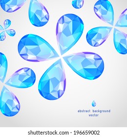 Vector Blue Sapphire the Drop, Flowers of Diamonds