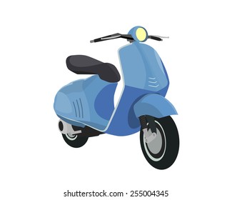 Vector blue scooter isolated on white background