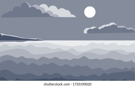 vector blue sea abstract illustration