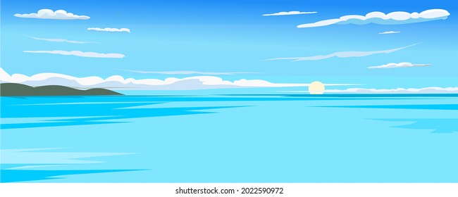 Vector Blue Sea Mountain Cloud Sun Stock Vector (Royalty Free Vector Blue Sea Mountain Cloud Sun Stock Vector (Royalty Free