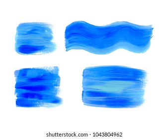 Vector blue sea, natural background. Hand drawn painted stains set