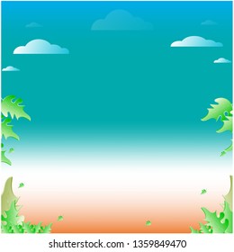 Vector blue sea and sky background.