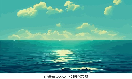 vector blue sea sky background