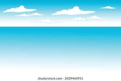 Vector blue sea and sky background.