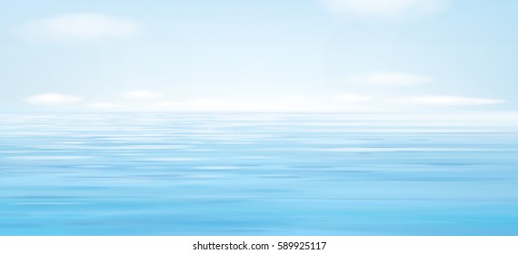 Vector blue sea  and sky  background.