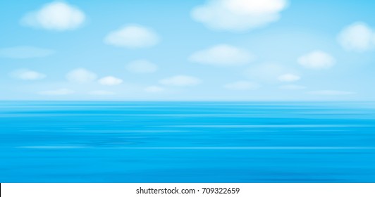 Vector blue sea  and sky  background.