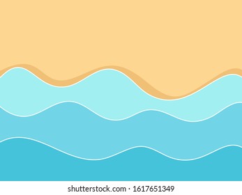 Vector of the blue sea wave going to the clean sand beach.summer concept.