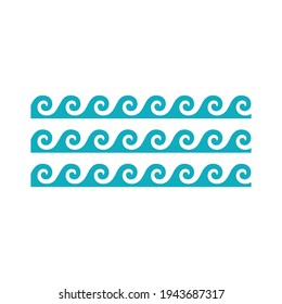 Vector blue sea waves. Water marine symbols set. Wave marine and ocean wave illustration for summer decoration.