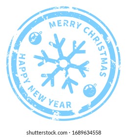 Sello azul del vector con icono de copo de nieve