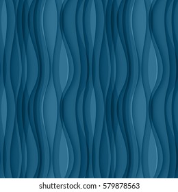 Vector blue seamless Wavy background texture. Wave pattern