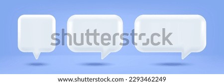 Vector blue set of white speech bubbles icons,. Concept sticker. Bubbles of geometric shapes for chats in 3D style.