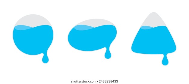 Vector blue shapes circle, ellipse, triangle with drop and wavy surface. isolated on white background