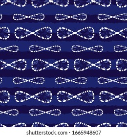 Patrón de infinito monocromo shibori azul vector. Apropiado para textiles, envolvimiento de regalo y papel pintado.