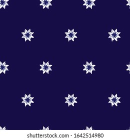 Vector blue shibori simple polka dot stars 04 seamless pattern. Suitable for textile, gift wrap and wallpaper.