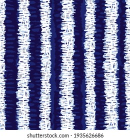 Vector blue shibori vertical grunge stripes 02 seamless pattern. Suitable for textile, gift wrap and wallpaper.