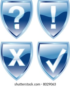 vector blue shield buttons (in five layers)