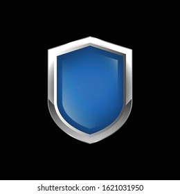 Vector blue shield.Protection concept.glossy metallic shield