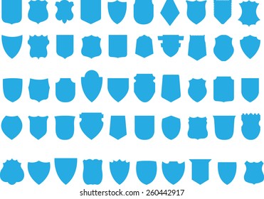 Vector Blue Shields Set, 50 shields