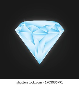 Vector Blue Shine Diamond Isolated On Black Background