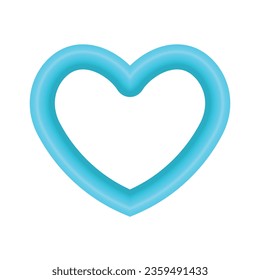Vector blue shiny heart symbol realistic 3d vector illustration isolated on white background.