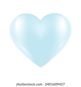 Vector blue shiny heart symbol realistic 3d vector illustration isolated on white background.