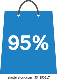 Vector blue shopping bag with white 95 percent.