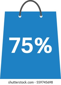 Vector blue shopping bag with white 75 percent.