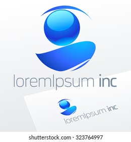 Vector blue sign. Logo for Business, Corporation, Technology