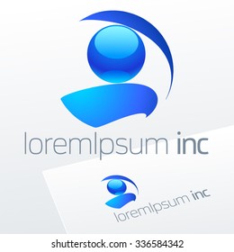 Vector blue sign. Logo for Business, Corporation, Technology