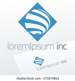 Vector blue sign. Logo for Business, Technology, Corporation.