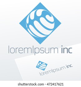 Vector blue sign. Logo for Business, Technology, Corporation.