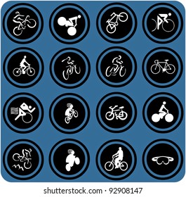 vector blue  signs. Bikes icons.
