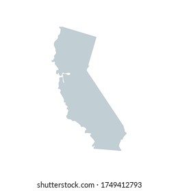 Vector Blue Silhouette Of California State Map Isolated On White Background