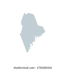 Silueta azul vectorial del mapa del estado de Maine aislado en fondo blanco