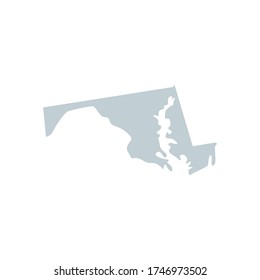 Vector blue silhouette of Maryland state map isolated on white background