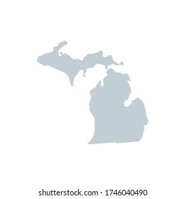 Vector blue silhouette of Michigan state map isolated on white background