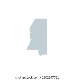 Vector blue silhouette of Mississippi state map isolated on white background